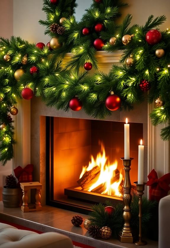 holiday decor on mantels