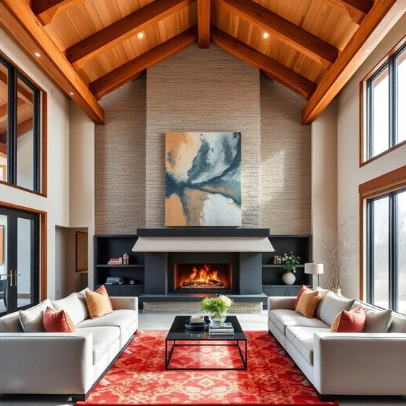 25 Creative High Ceiling Living Room Ideas - Interiorshape | Best ...