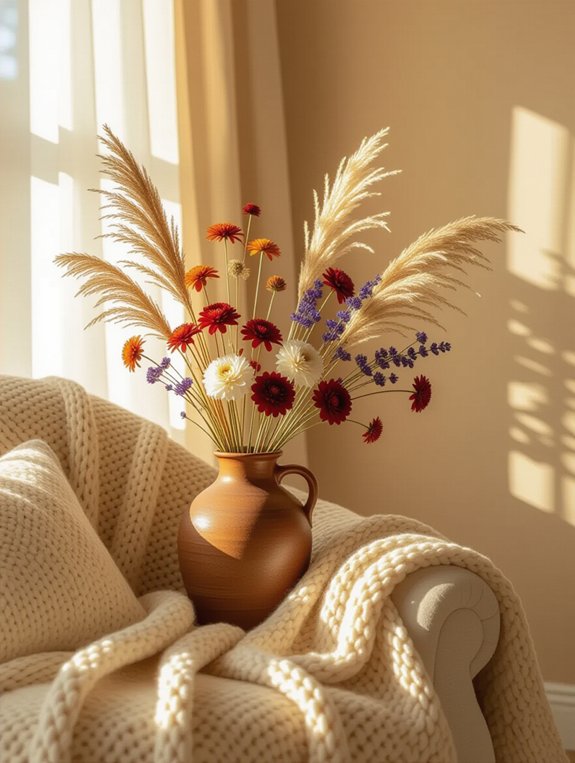 beautifully display dried flowers