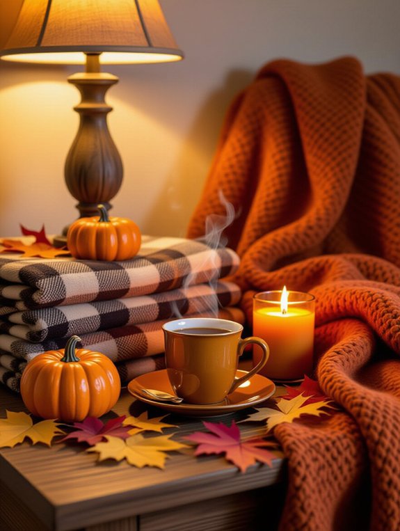 cozy fall nightstand setup