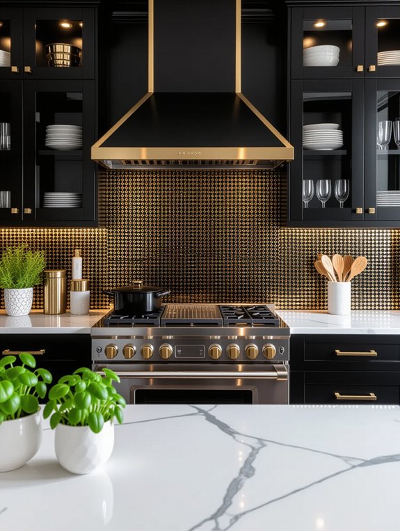 bold black and gold mosaics