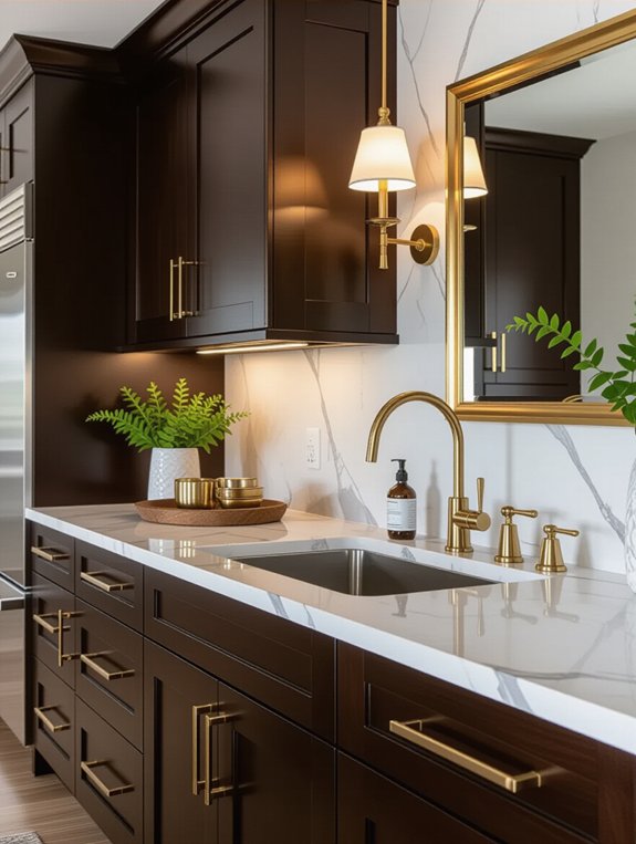 dark wood gold accents