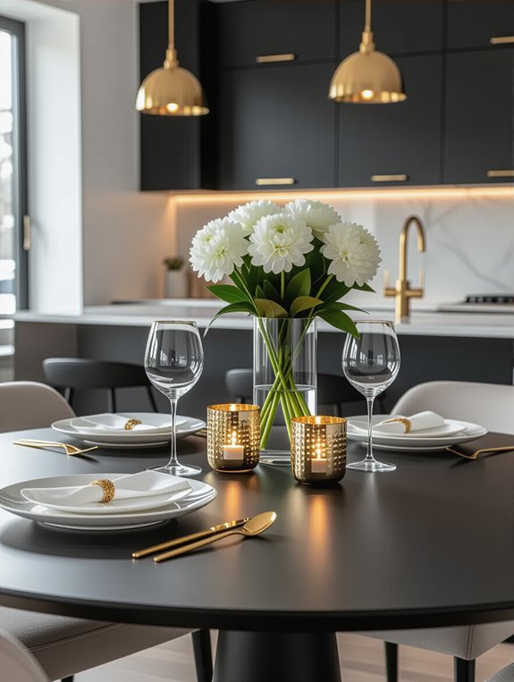 elegant black dining table