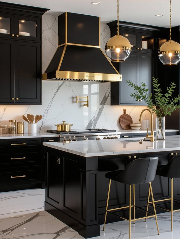 glamorous gold kitchen focal point