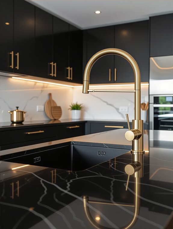 luxurious gold kitchen faucets