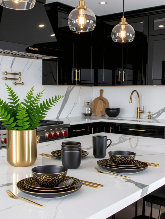 trendy black gold dishware
