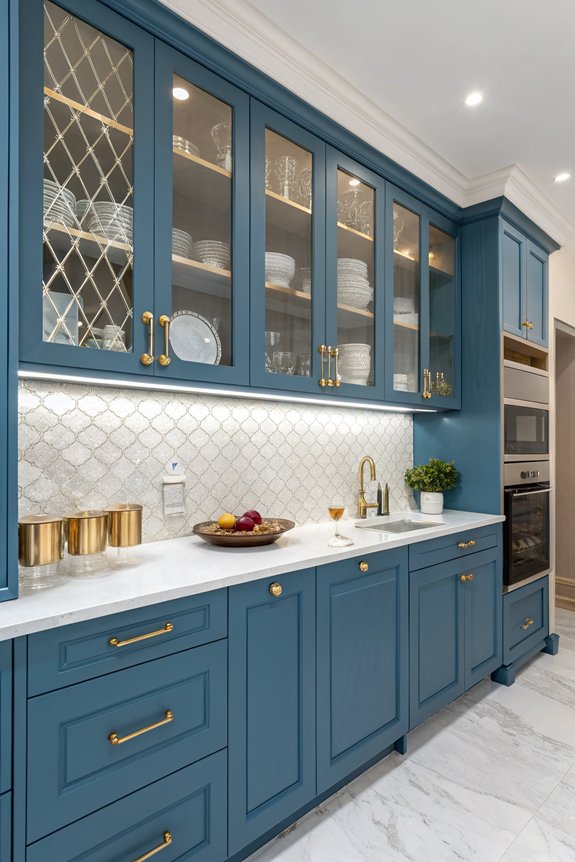 blue cabinets bold hardware