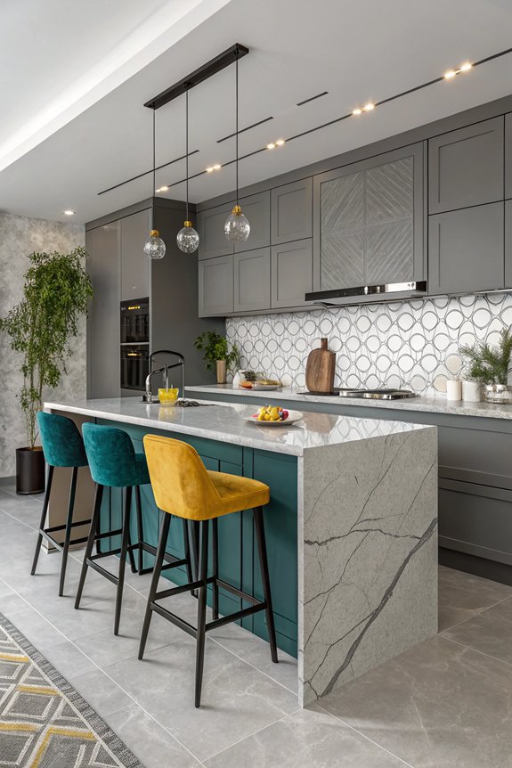 bold colors with grey