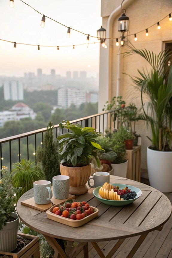cozy balcony dining table