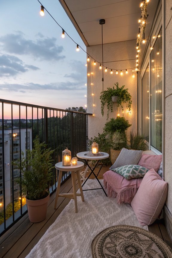 cozy balcony evening lighting