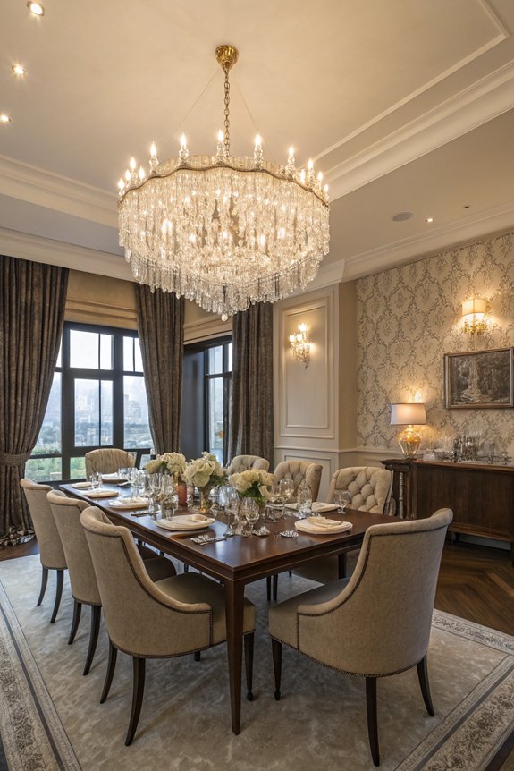 cozy layered dining lighting