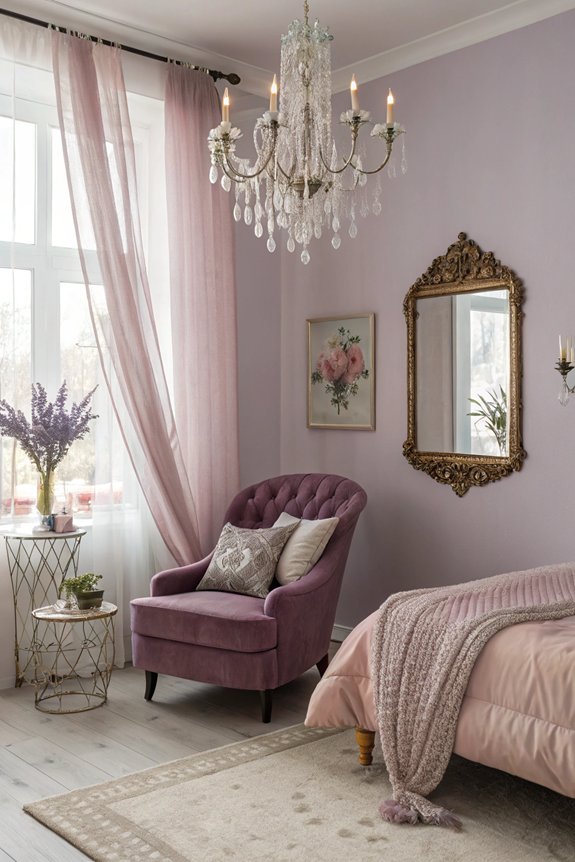 dreamy mauve bedroom accents