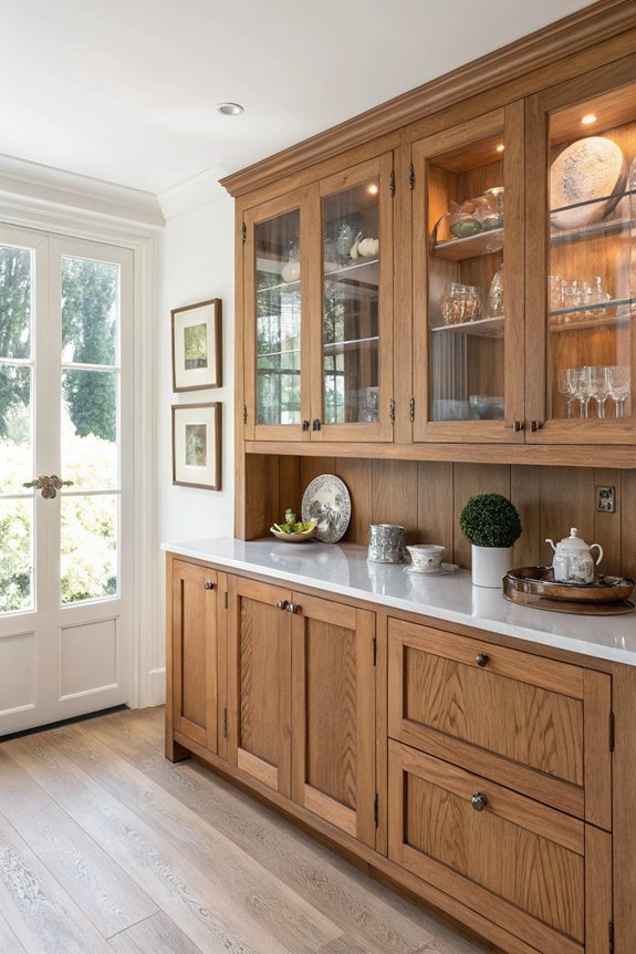 elegant display oak cabinets