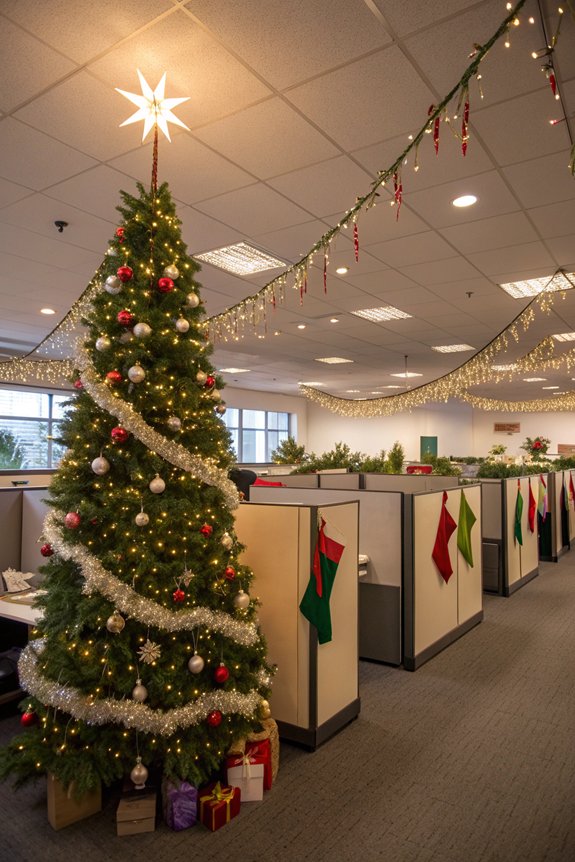 festive office christmas tree