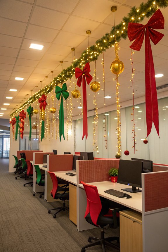 festive office ribbon accents