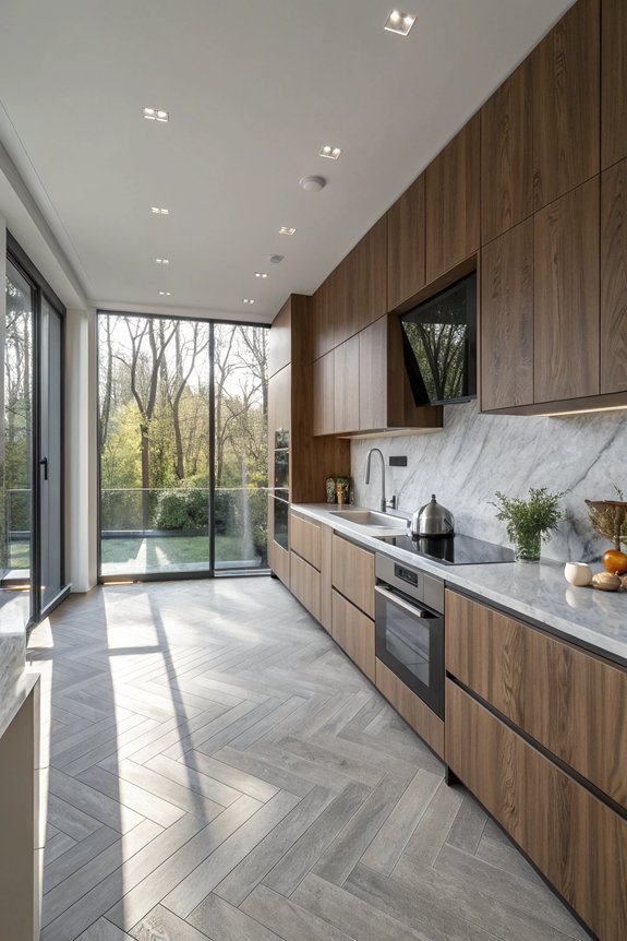 flooring enhances grey kitchens