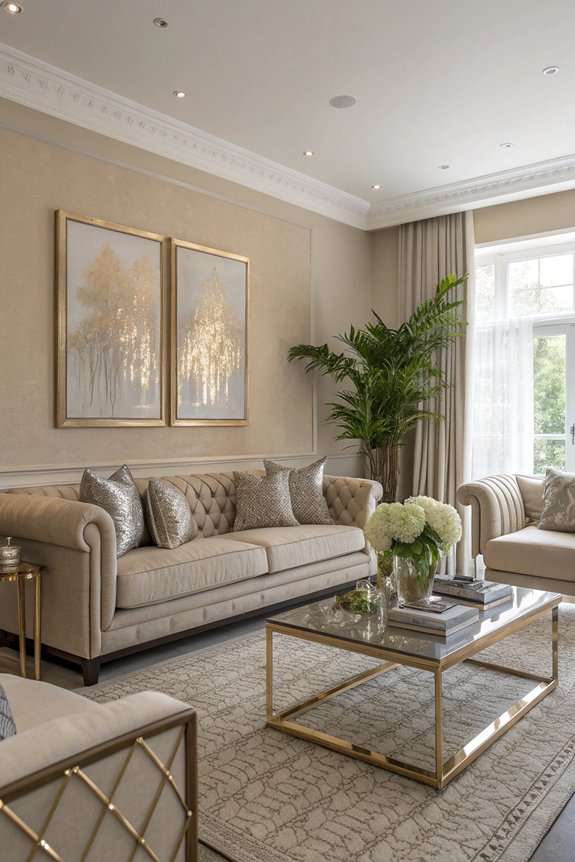 greige with metallic accents