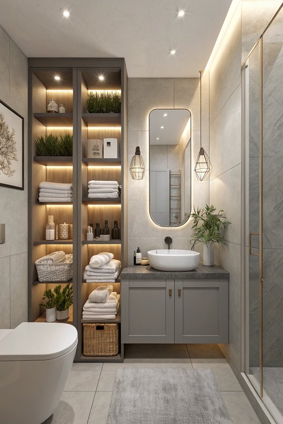 maximize vertical bathroom storage