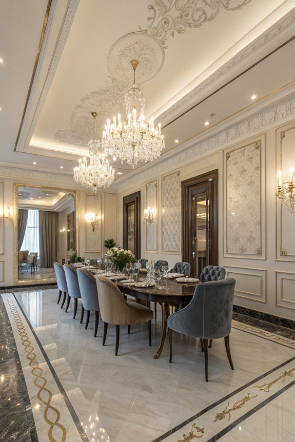 mirrors enhance dining room space