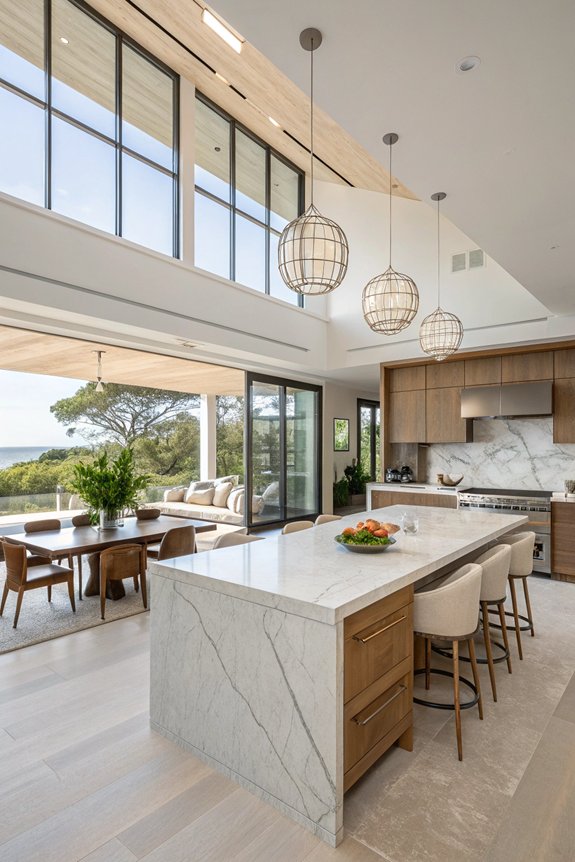 open spacious light filled kitchen