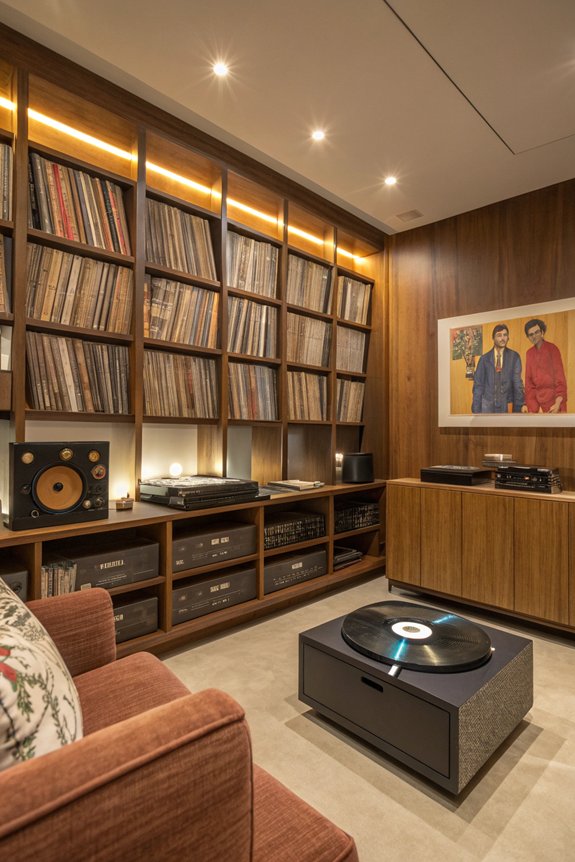 organized music collection shelving