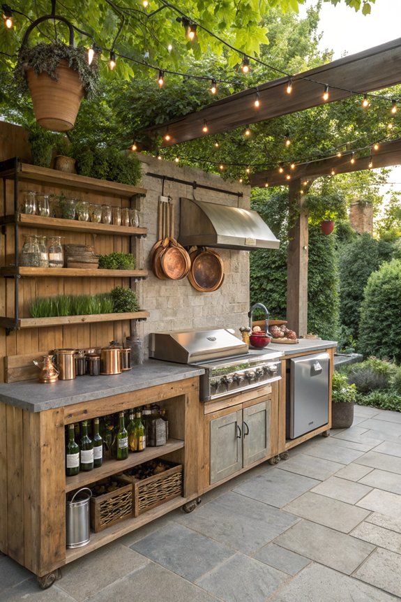 organized outdoor kitchen storage