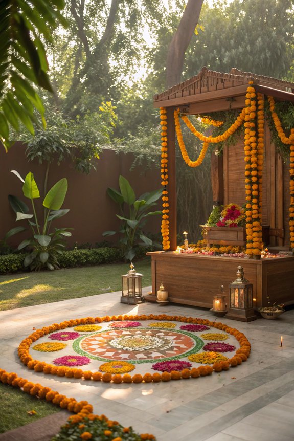 outdoor spiritual sanctuary setup