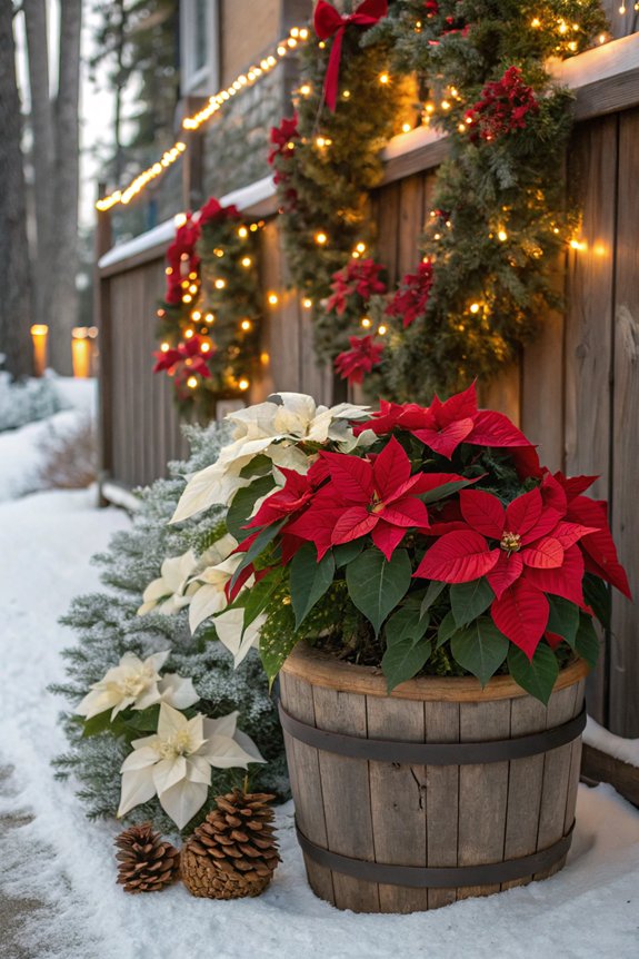 poinsettias brighten outdoor spaces