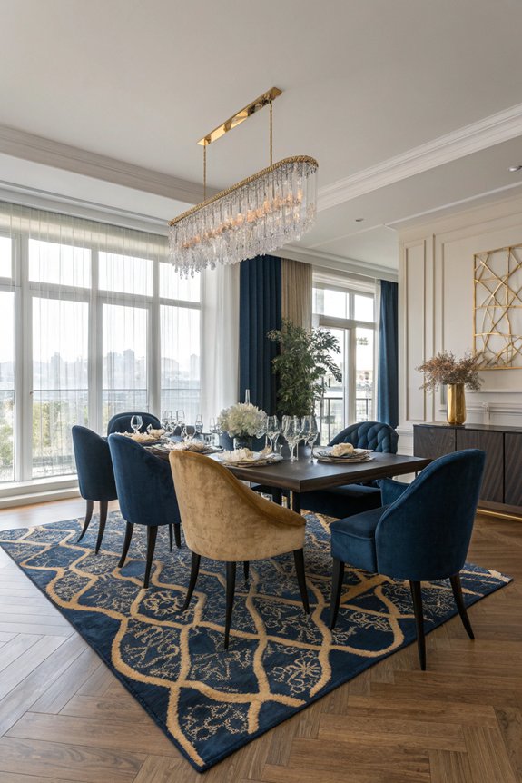 rug enhances dining atmosphere