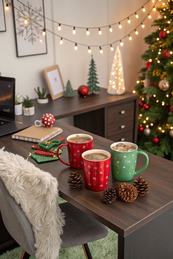 seasonal mugs enhance workspace