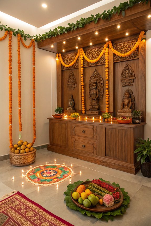 seasonal pooja room decor