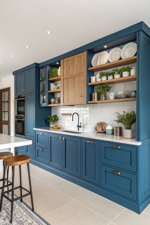 showcase blue cabinets elegantly