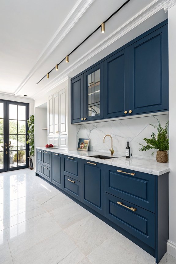 sleek blue cabinets elegance