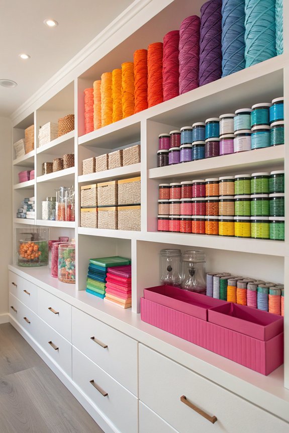 sleek floating shelves organization