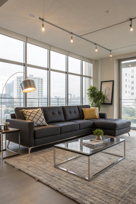 sleek metal accented sectionals