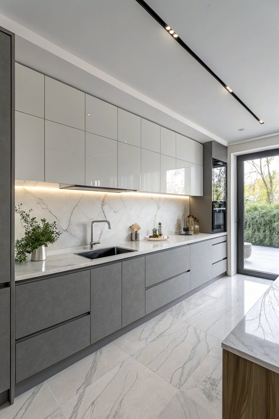 sleek serene grey kitchens