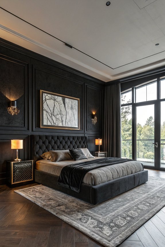 sophisticated black bedroom design