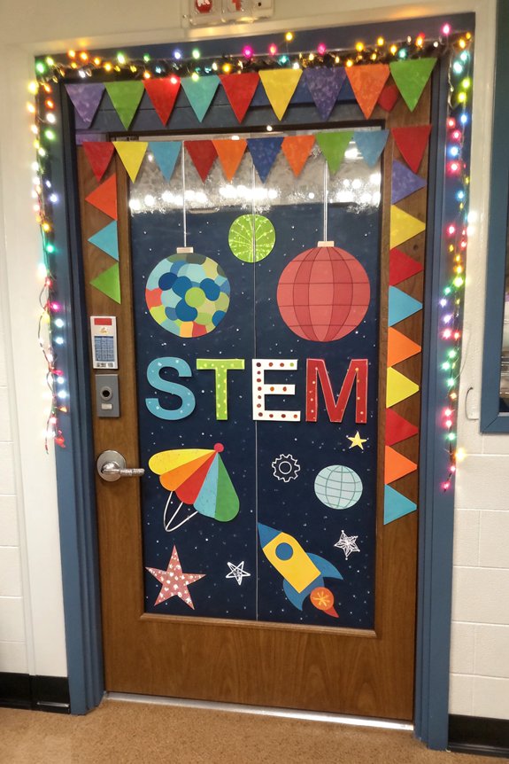 stem themed classroom door decor