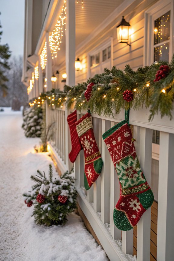 stockings on porch rail