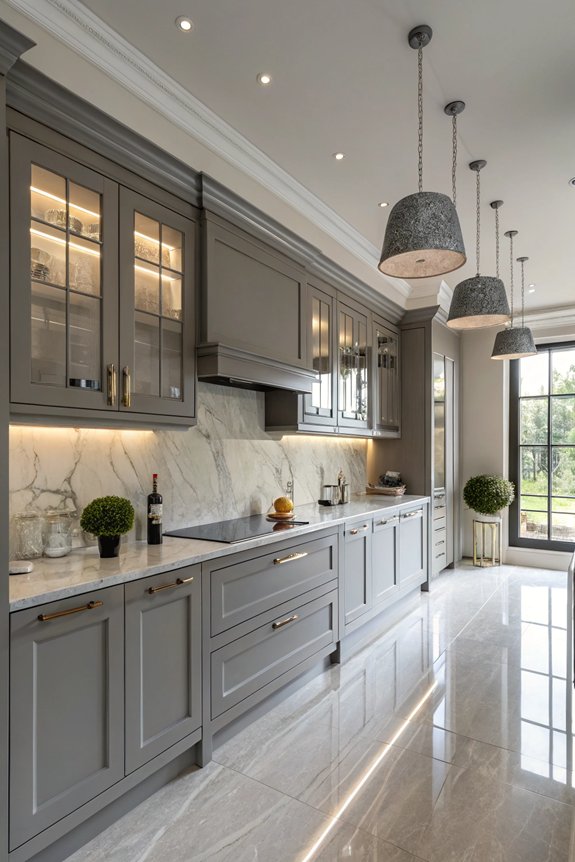 stylish grey kitchen lighting