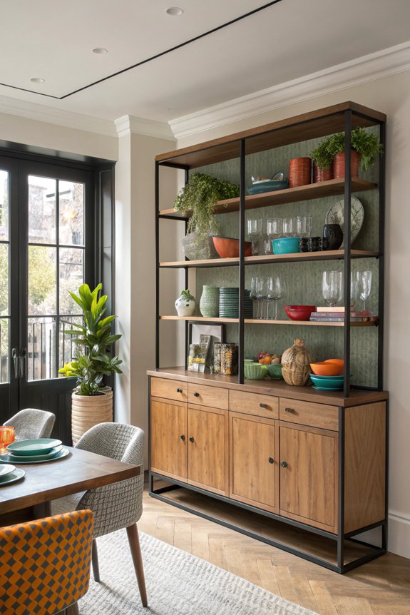 stylish open shelving cabinets
