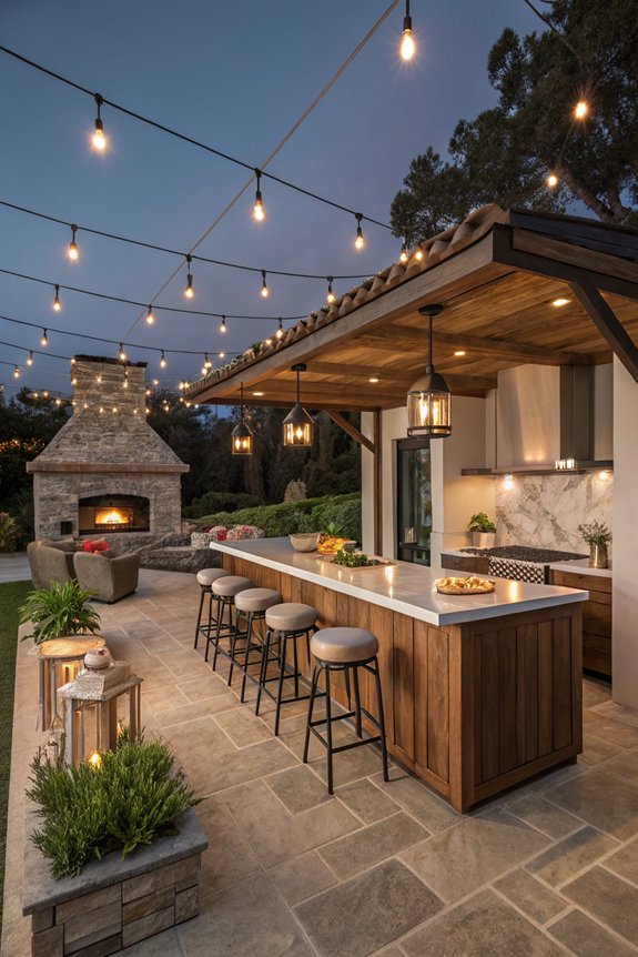 stylish outdoor kitchen lighting