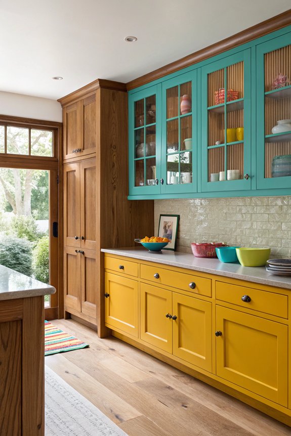 vibrant painted oak cabinets