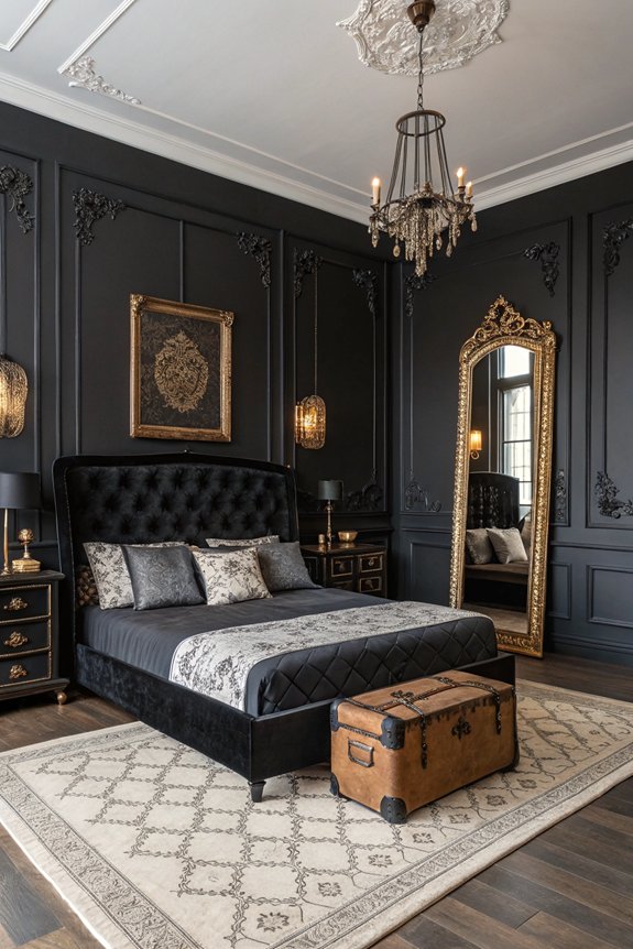 vintage black bedroom decor