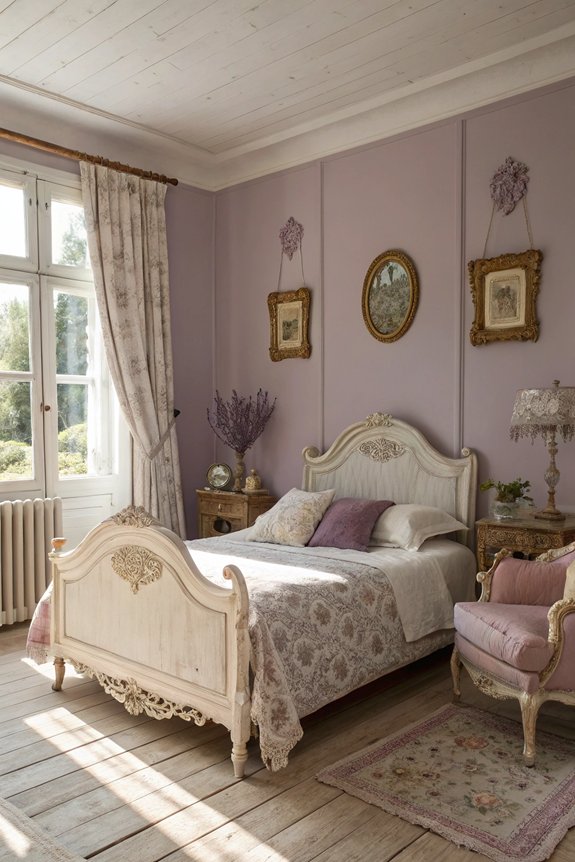 vintage mauve bedroom accents