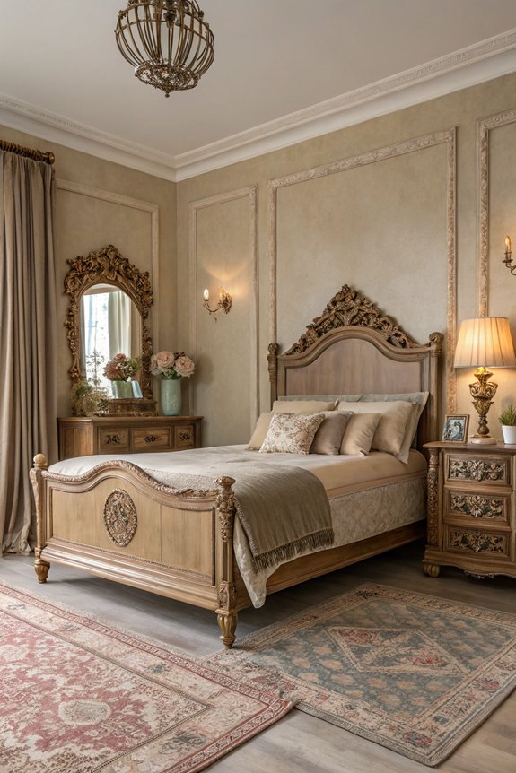 vintage taupe bedroom decor